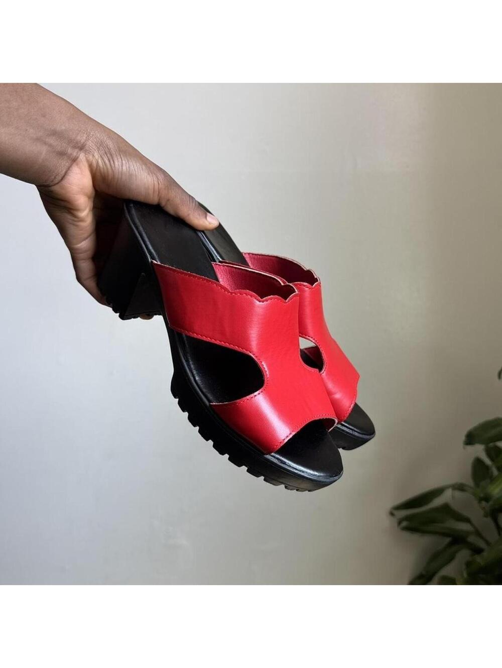 Women's Red and Black Sandal